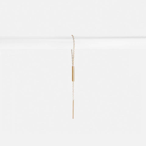 Yellow Gold: Laya Unconventional pull through Earring 14k Gold By SHW Fine Jewelry NYC