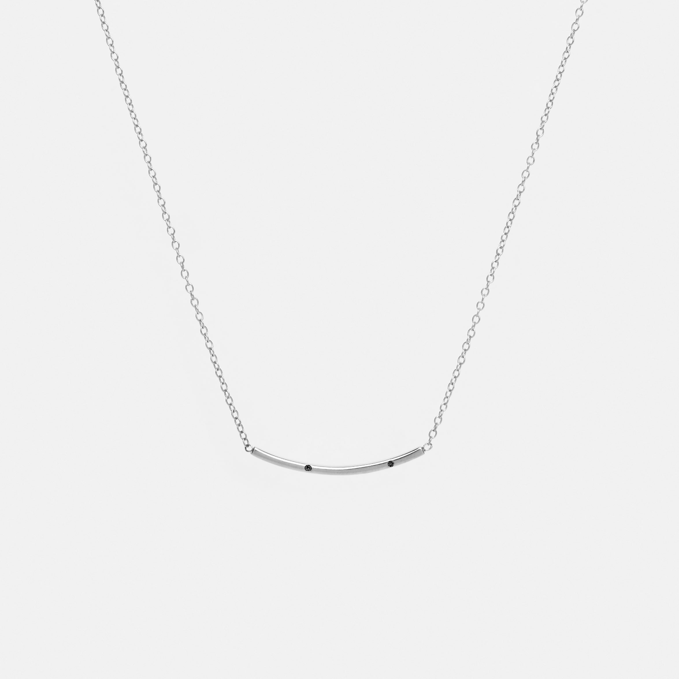 Sara Thin Necklace in 14k White Gold set with Black Diamonds By SHW Fine Jewelry NYC