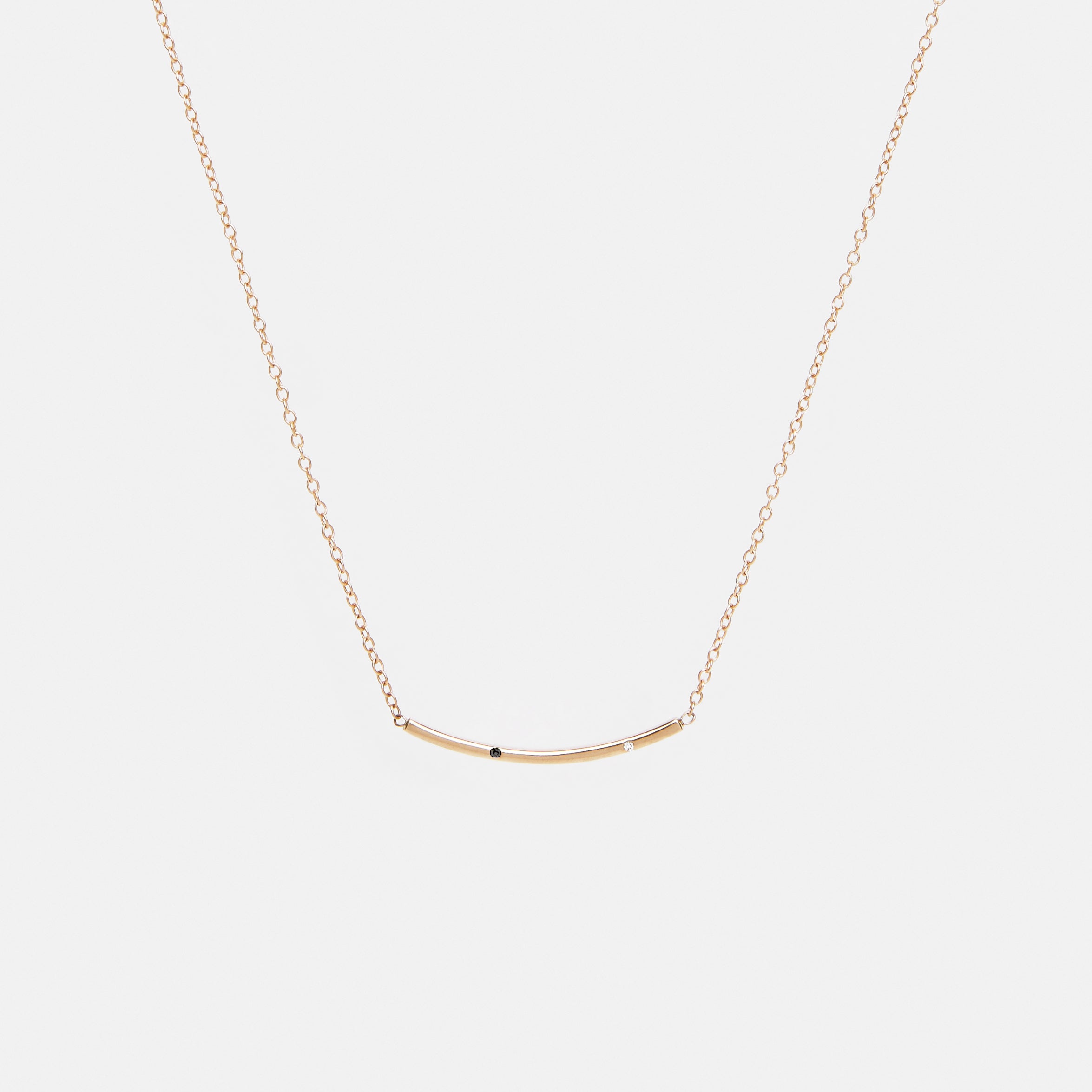 Sara Minimalist Necklace in 14k Gold set with White and Black Diamonds By SHW Fine Jewelry NYC