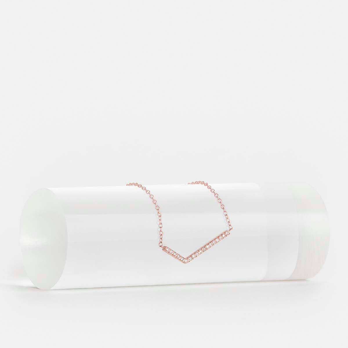 Veva Handmade Necklace in 14k Rose Gold set with White Diamonds By SHW Fine Jewelry New York City