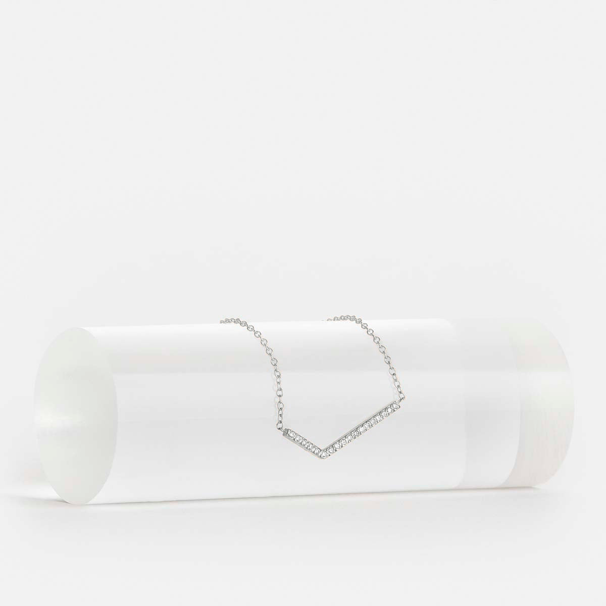 Veva Handmade Necklace in 14k White Gold set with White Diamonds By SHW Fine Jewelry NYC