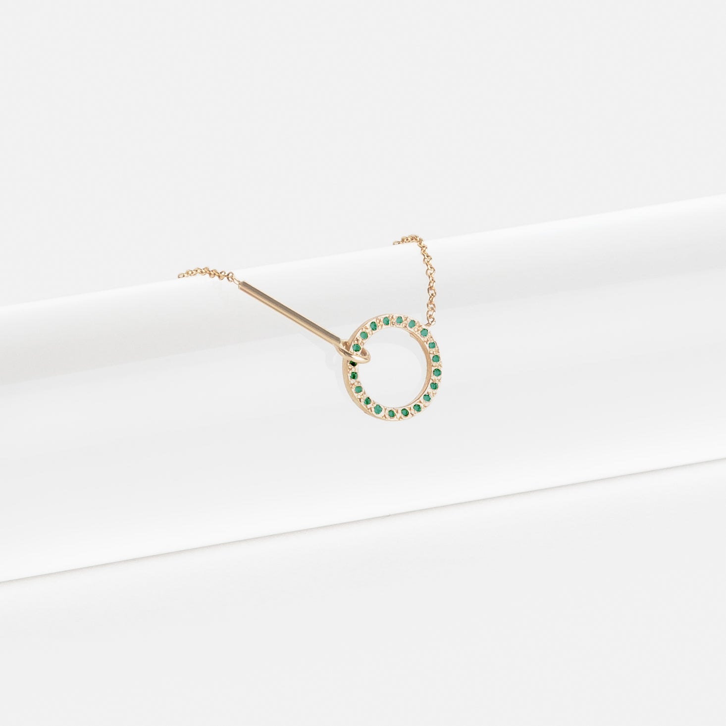 Visata Handmade Necklace in 14k Rose Gold set with Emeralds By SHW Fine Jewelry NYC