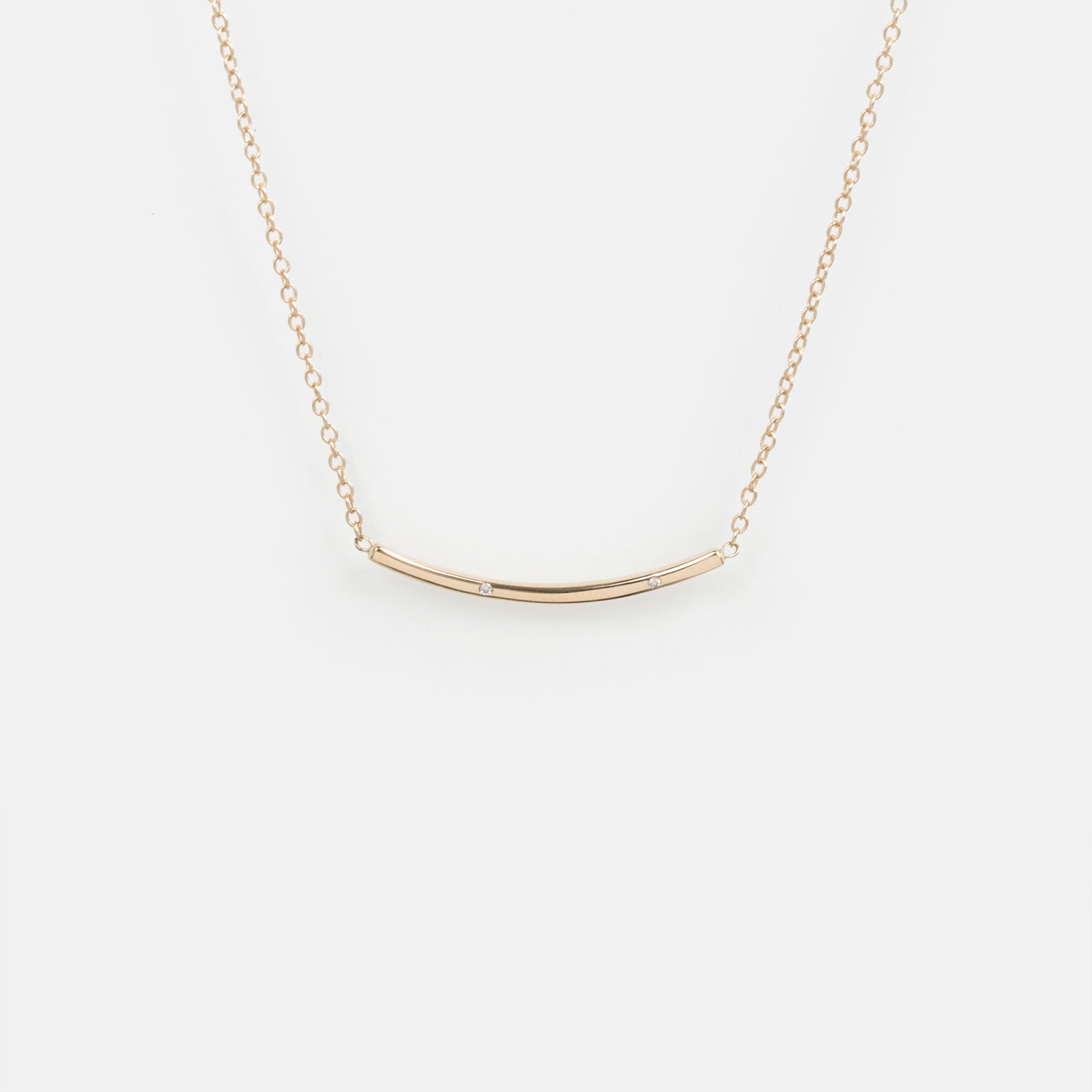 Sara Thin Necklace in 14k Gold set with White Diamonds By SHW Fine Jewelry NYC