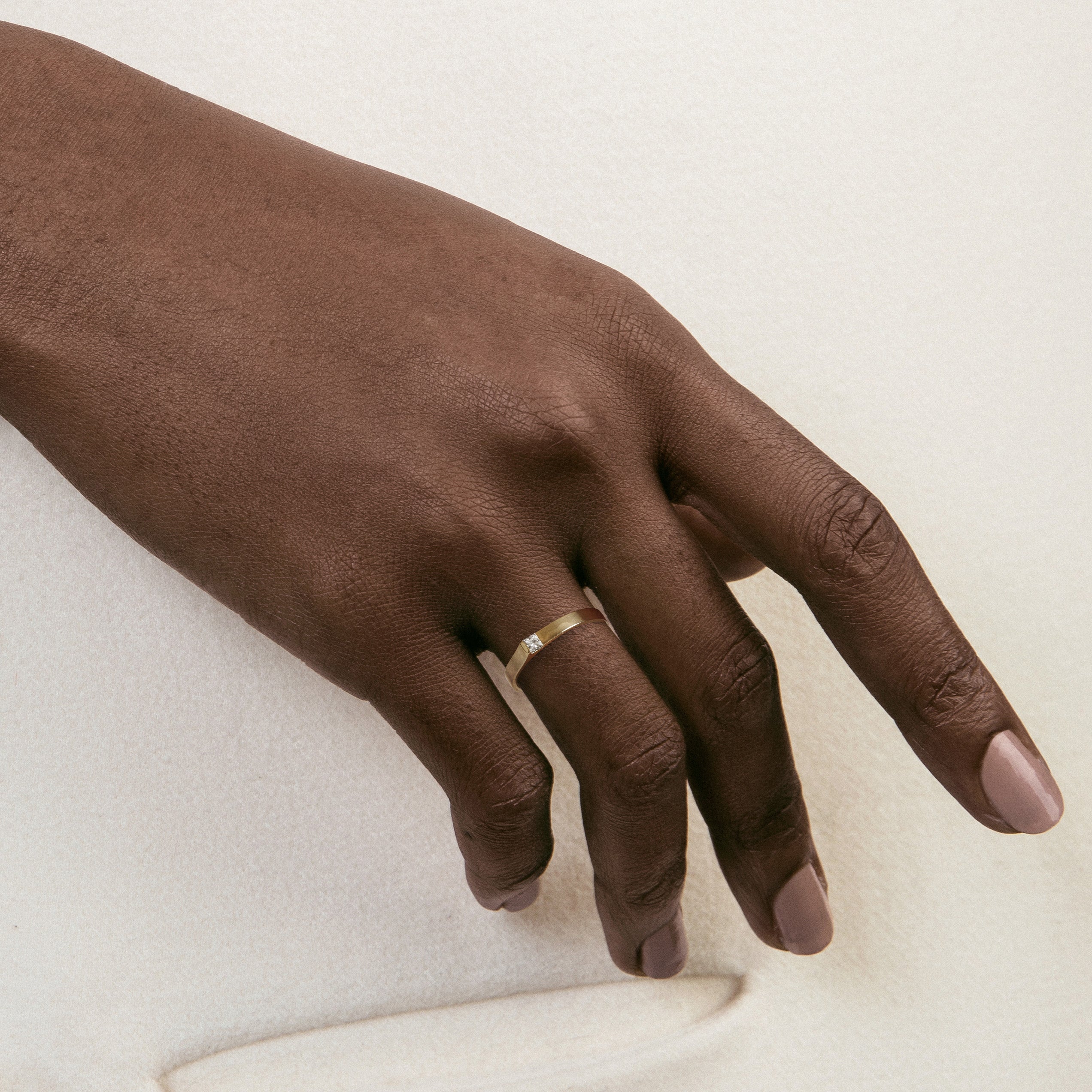Minimalist Wedding Band with an Interesting Design in solid 14k yellow white rose gold by SHW best fine jewelry store in NYC close by