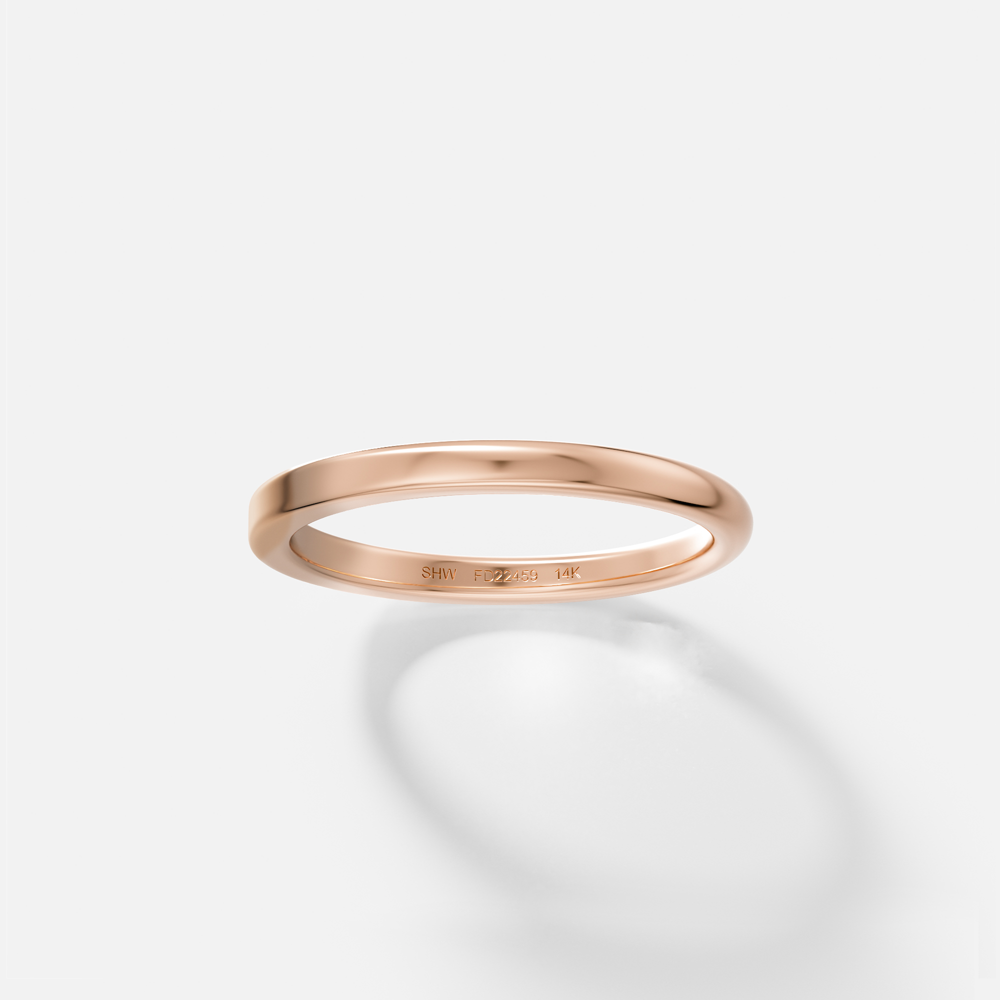 14k rose gold slim band with dual flat and rounded profile