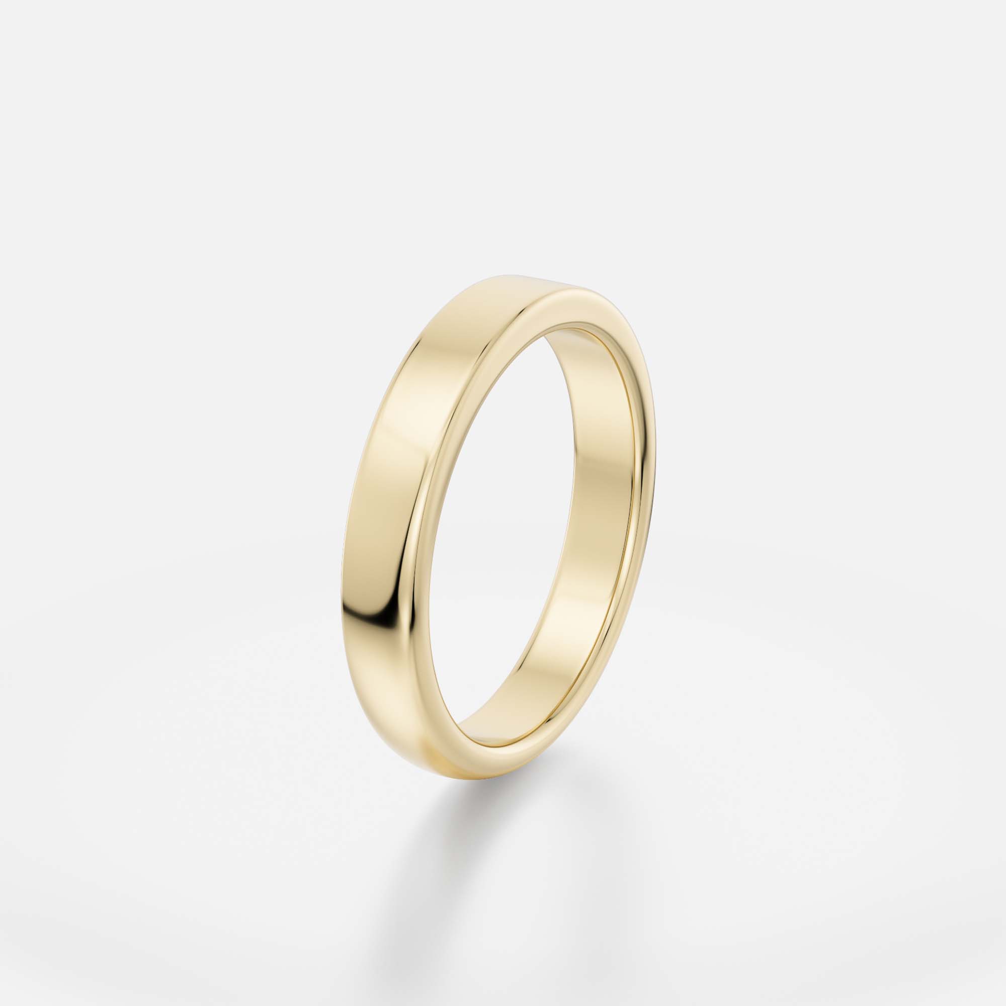 Classic Unisex Wedding Ring with Domed and Flat Profile in solid 14 karat yellow white rose gold by SHW famous fine jewelry store in NYC