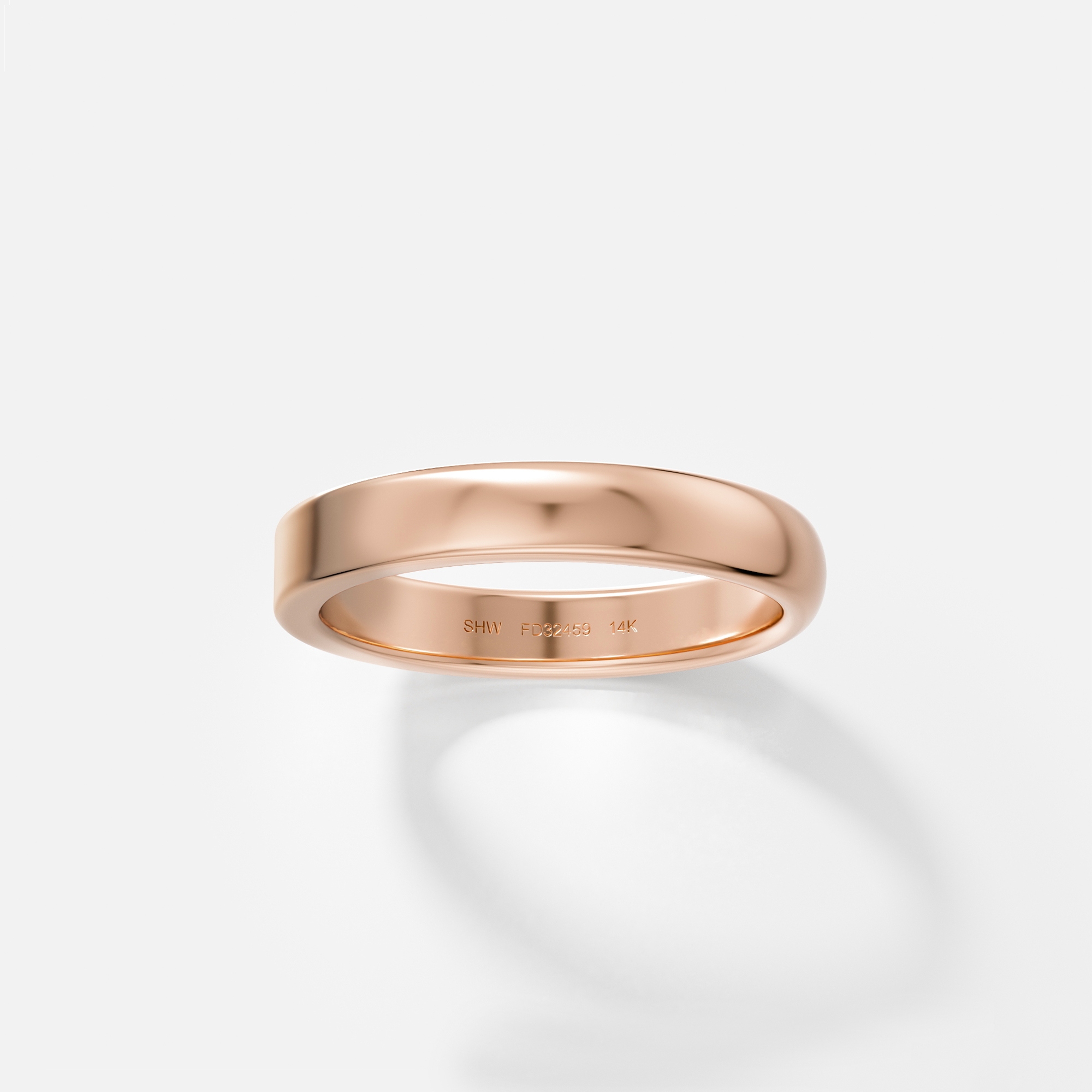 Minimal 3mm Flat and Domed Customizable Wedding Ring for Men in solid 14k yellow white rose gold by SHW best fine jewelry store in NYC