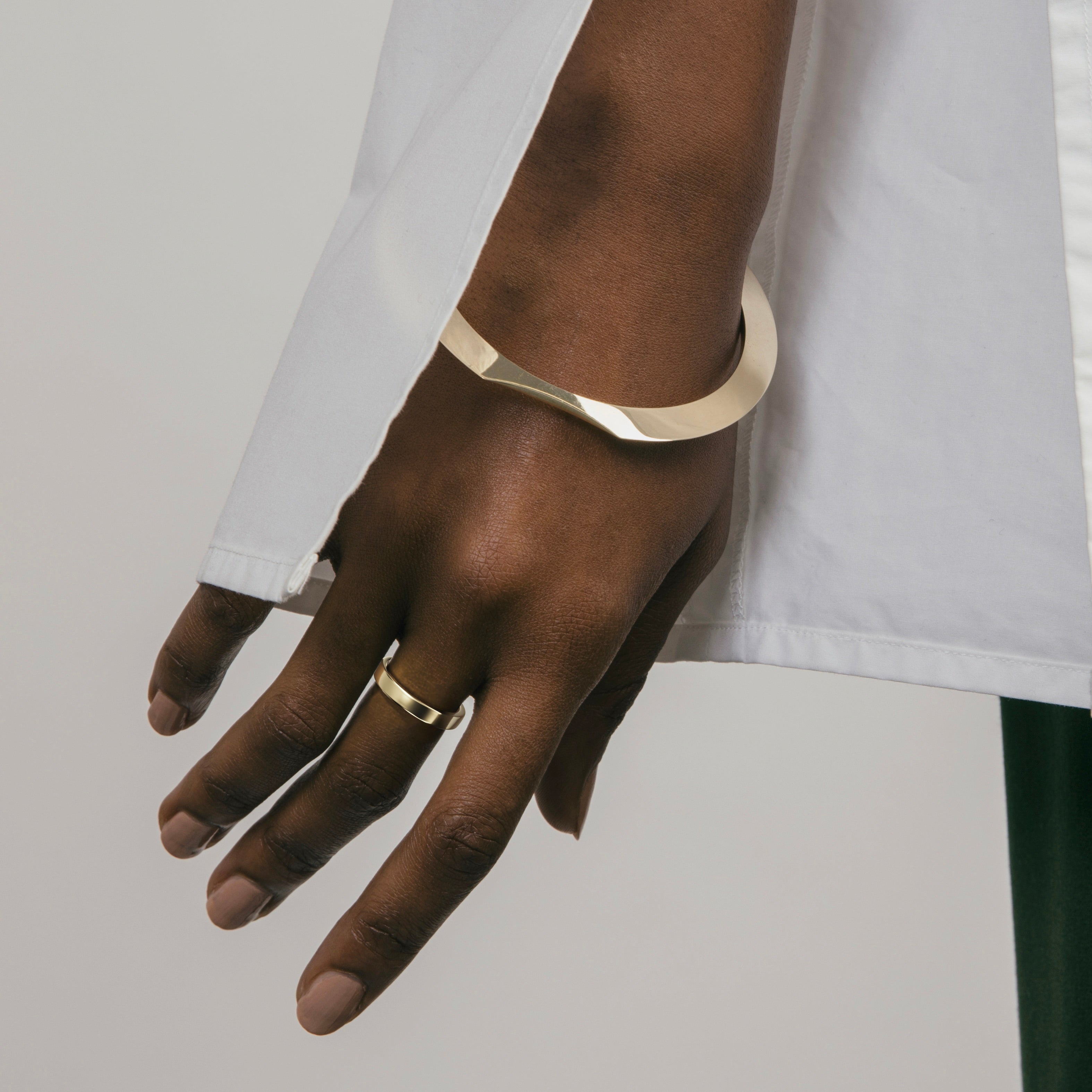 Minimalist Flat and Domed Customizable Mens Wedding Ring in solid 14k yellow white rose gold by SHW best fine jewelry store in NYC nearby