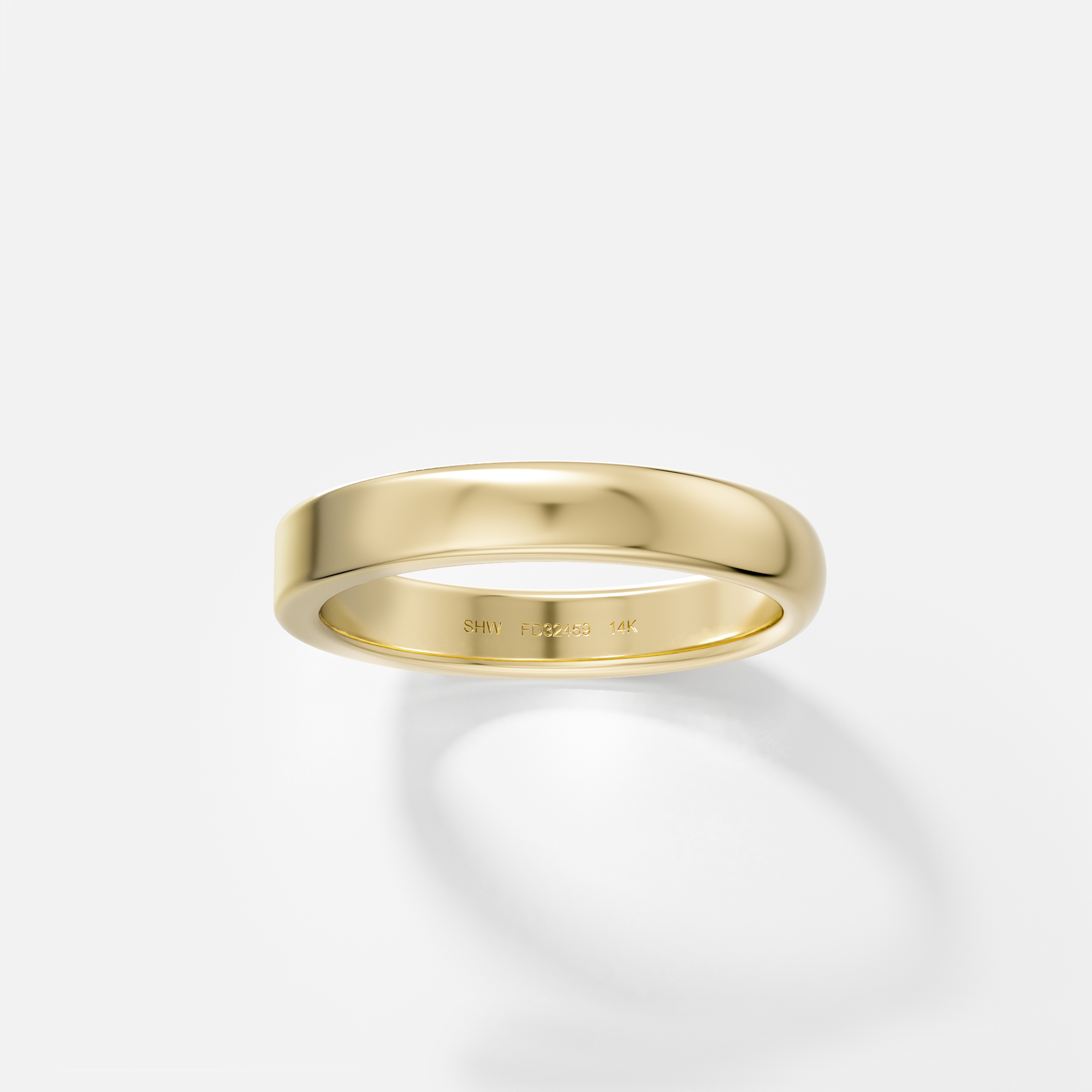 Simple Half Domed and Flat Wedding Band for men and women in solid 14k yellow white rose gold by SHW cool fine jewelry store in NYC
