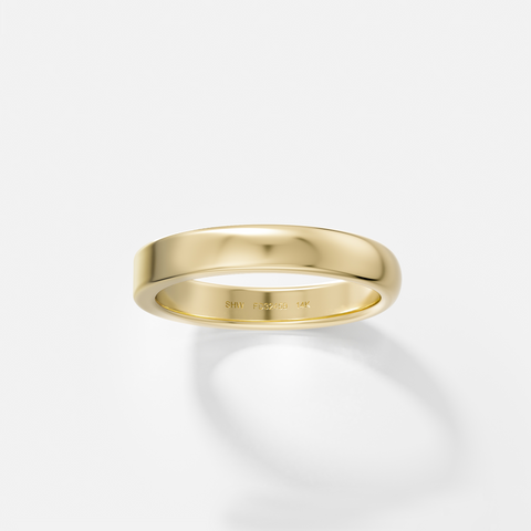 Simple Half Domed and Flat Wedding Band for men and women in solid 14k yellow white rose gold by SHW cool fine jewelry store in NYC