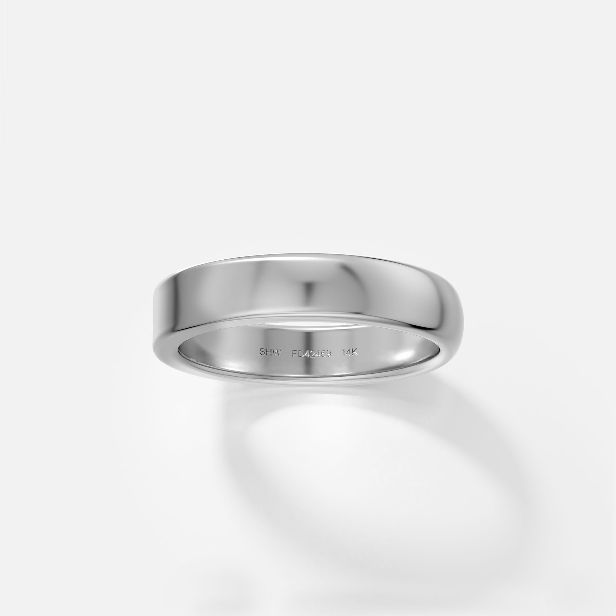 Chunky 4mm Domed and Flat Profile Wedding Band in solid 14k 18k yellow white rose gold platinum by SHW cool fine jewelry store in NYC