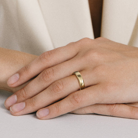 Domed and Flat profile Wedding Band with Engravings in solid 14k 18k yellow white rose gold platinum by SHW cool fine jewelry store in NYC