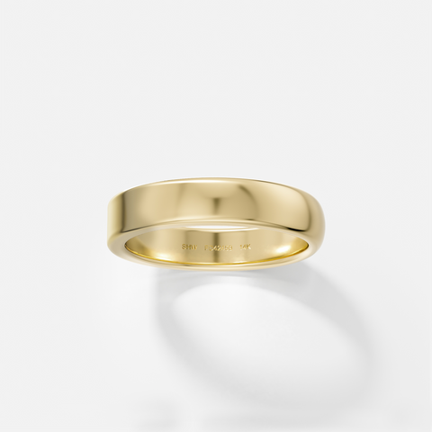 Simple Half Domed and Flat Wedding Band for men in solid 14k yellow white rose gold by SHW cool fine jewelry store in NYC