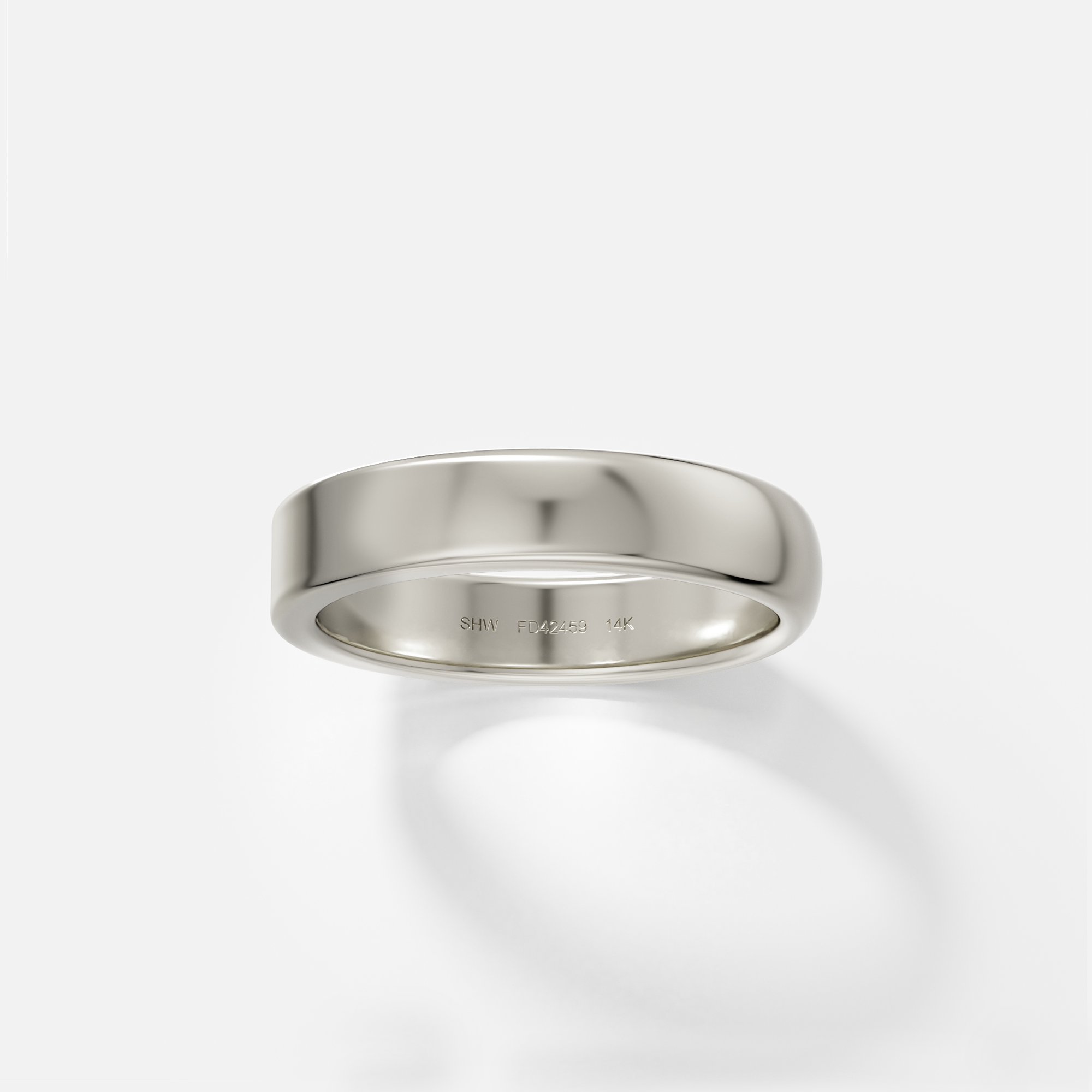 Unique 4mm Domed and Flat Profile Wedding Band for man in solid 14k 18k yellow white rose gold by SHW coolest fine jewelry shop in NYC