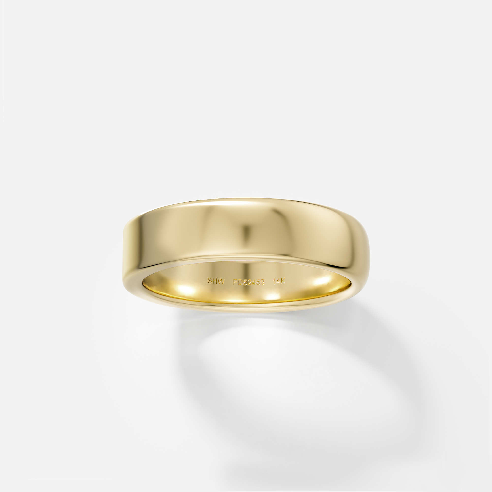 Simple Half Domed and Flat Wedding Band for men in solid 14k yellow white rose gold by SHW cool fine jewelry store in NYC