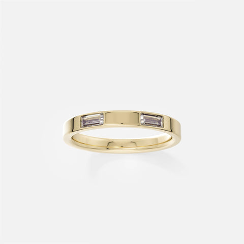 Unique Wedding Band with two baguette-cut natural mined white diamonds in solid 14k 18k gold by SHW famous fine jewelry store in NYC nearby