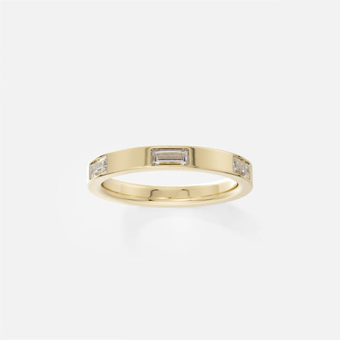 Unique Wedding Band with eternity baguette-cut natural white diamonds in solid 14k or 18k gold by SHW famous fine jewelry store in NYC nearby