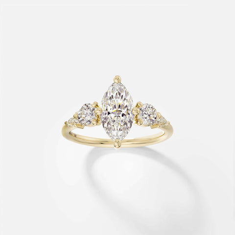 5-stone Vertical Engagement Ring Setting with Marquise Rounds lab-grown natural Diamonds 14k 18k gold platinum SHW Fine Jewelry NYC