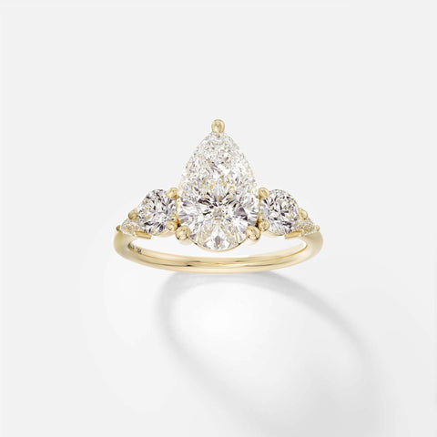 5-stone Vertical Engagement Ring Setting with Pear Rounds lab-grown natural Diamonds 14k 18k gold platinum SHW Fine Jewelry NYC
