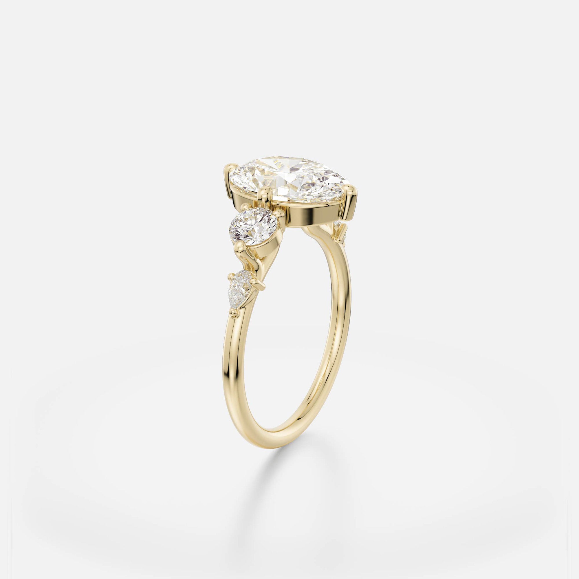 Minimalist 5 stones Engagement Ring Style with Oval lab grown natural diamond 14karat 18karat platinum SHW fine jewelry New York City