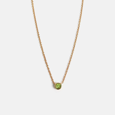 Handcrafted aquamarine necklace round March birthstone in 14k 18k solid gold fine chain SHW Jewelry NYC timeless design