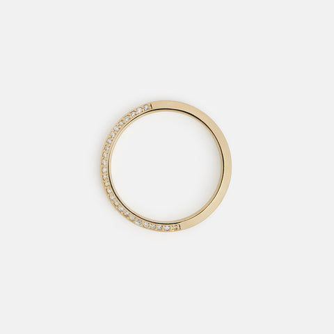14k yellow gold band with half eternity of white diamonds