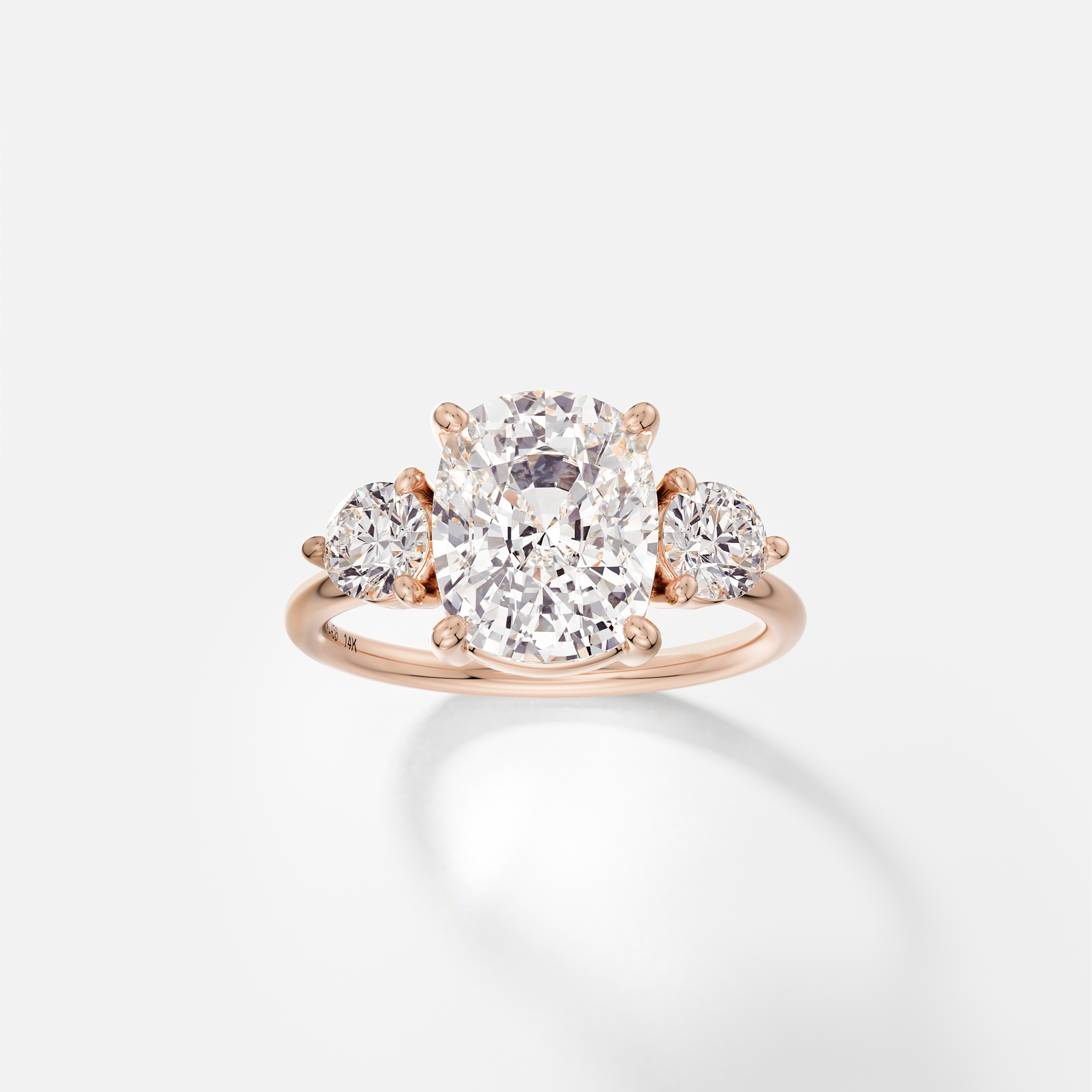 Kala elongated cushion diamond cluster engagement ring front view in 14k rose gold