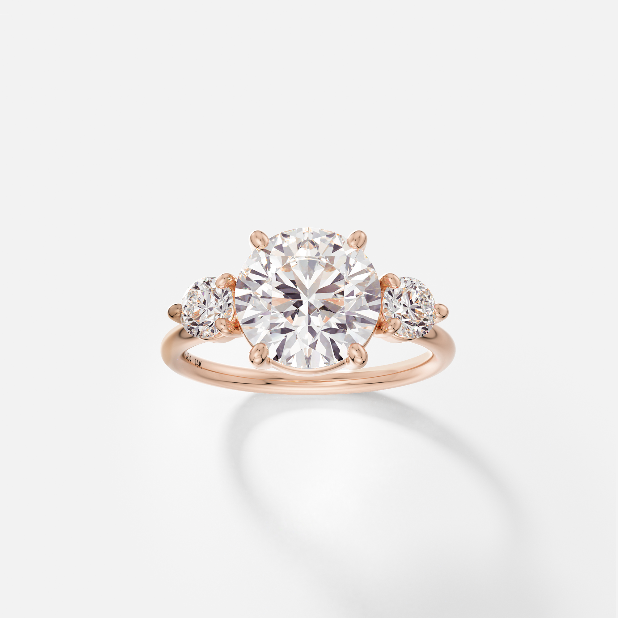 Kala round brilliant diamond cluster engagement ring front view in 14k rose gold