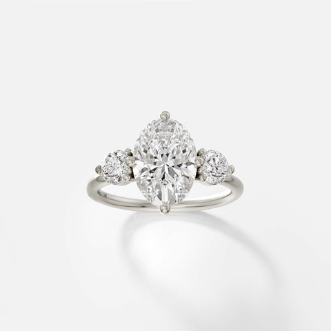 Three stone unusual Engagement Ring Setting with Oval lab-grown natural Diamond 14k 18k gold or platinum by SHW Fine Jewelry NYC near me