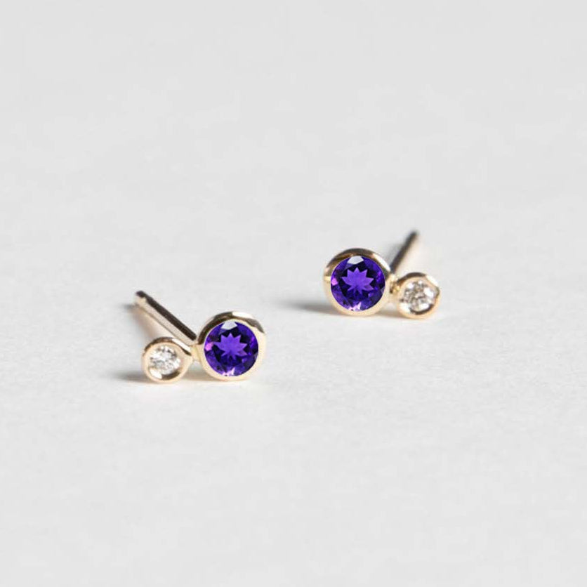 Kiki Stud Earrings with Amethyst