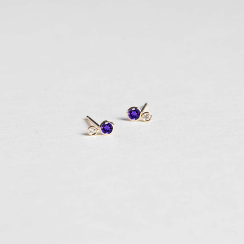 Kiki Stud Earrings with Amethyst