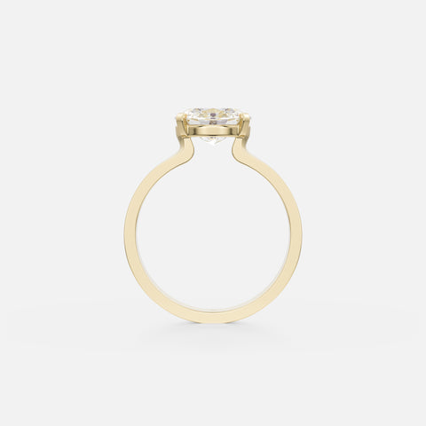 Liepa wide back flat band oval diamond engagement ring side view