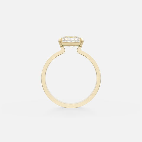 Liepa wide back flat band radiant diamond ring side view