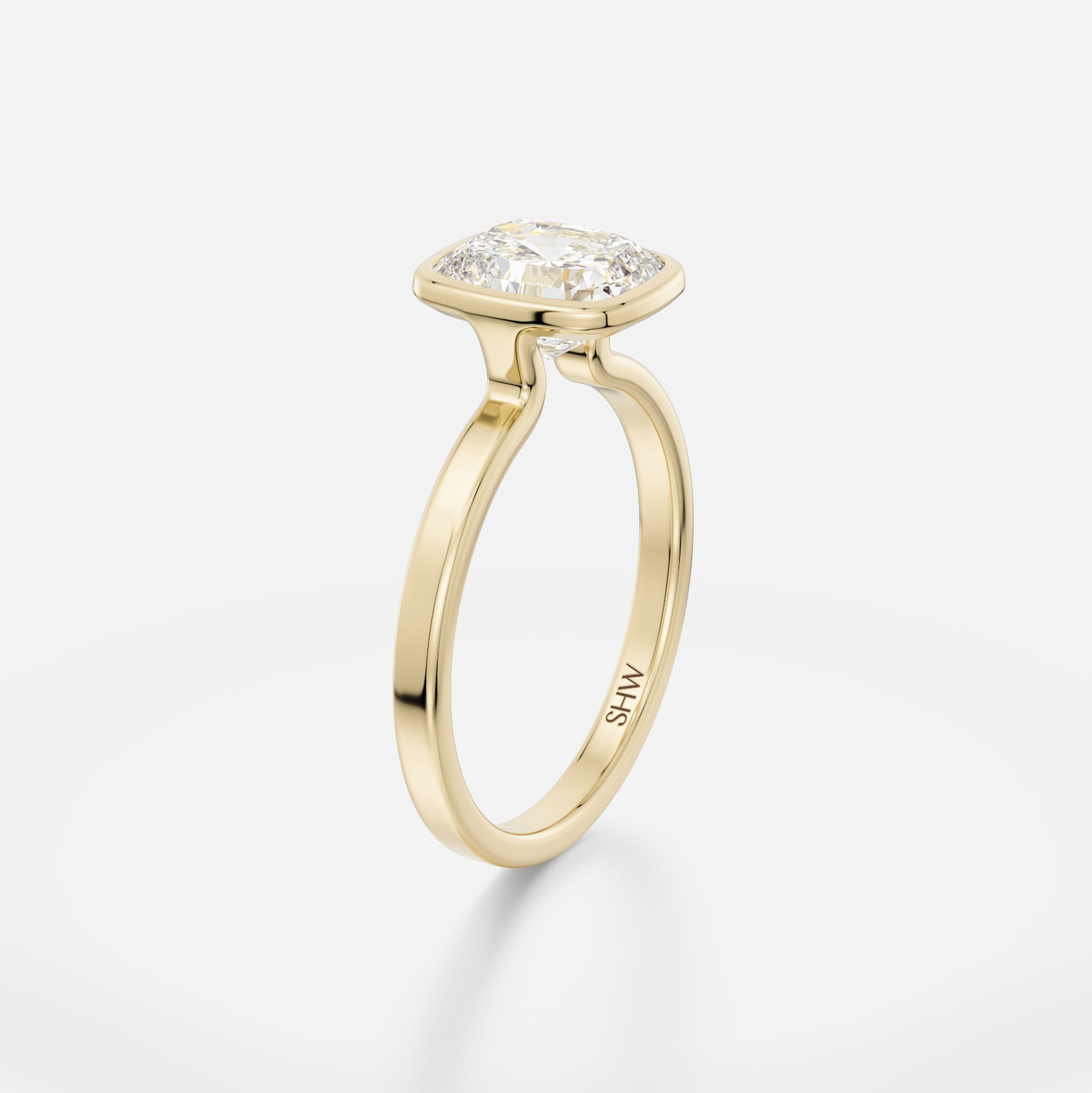 Mana with flat band with Cushion Minimalist Engagement Ring Setting handcrafted by SHW Fine Jewelry New York City