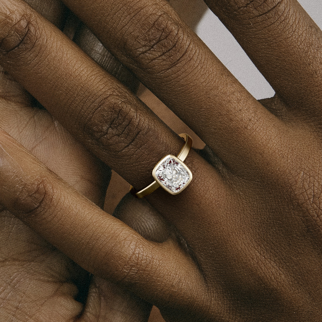 Mana Flat Band with Cushion Contemporary Engagement Ring Setting in 14 karat yellow, white, or rose Gold or platinum handmade by SHW Fine Jewelry NYC