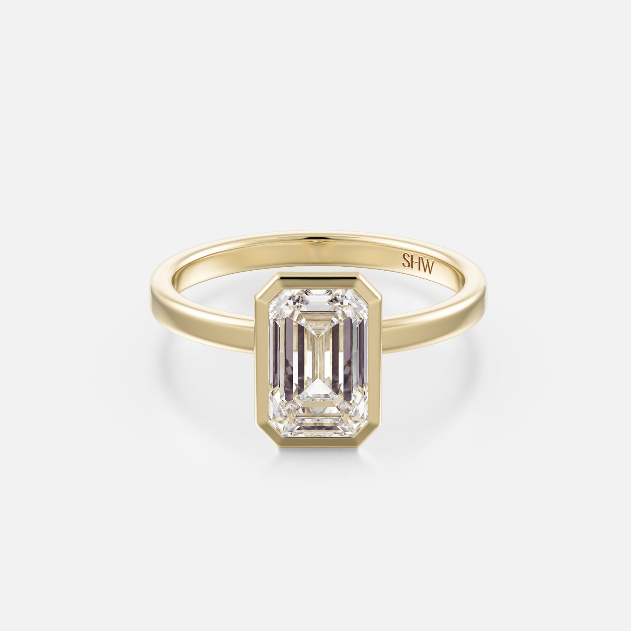 Mana Square Profile with North South Emerald Minimalist Engagement Ring Setting handcrafted by SHW Fine Jewelry New York City