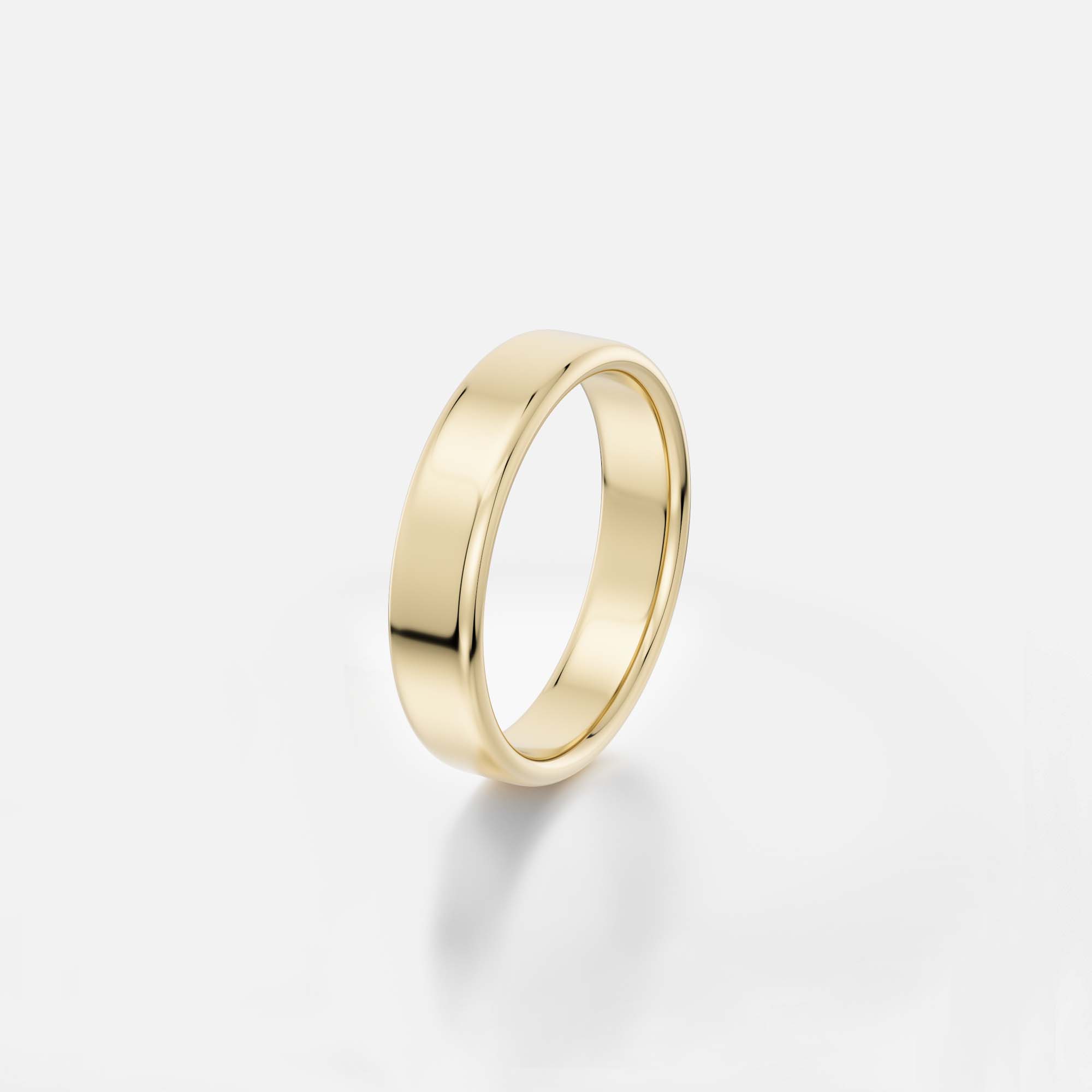 Classic 5mm thick wedding band for men with slightly domed edges and flat profile in 14k, 18k yellow, white, rose gold or platinum SHW jewelry