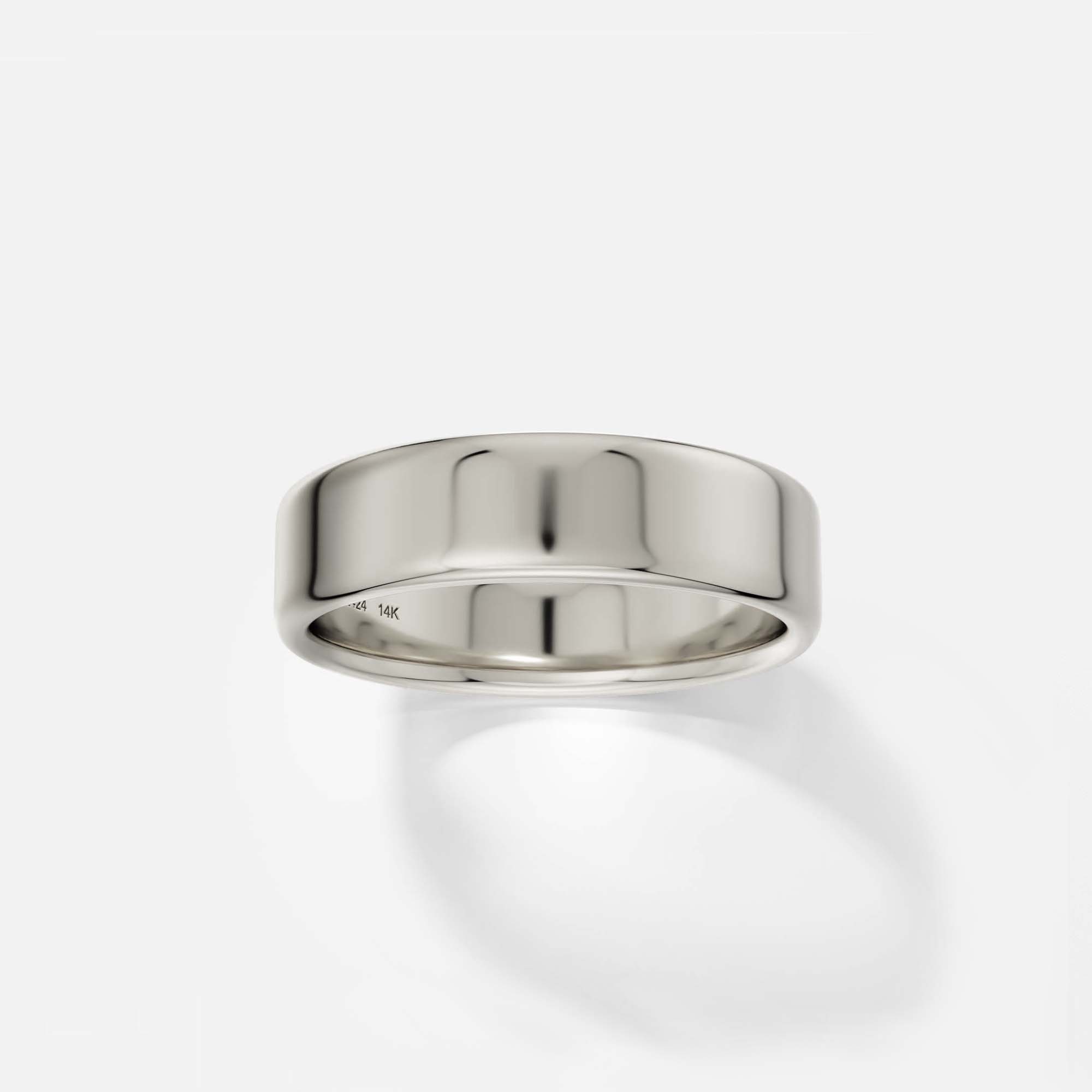 Simple 6mm thick wedding band for man with comfort fit and flat profile in 14k, 18k gold or platinum by SHW famous fine jewelry store in NYC