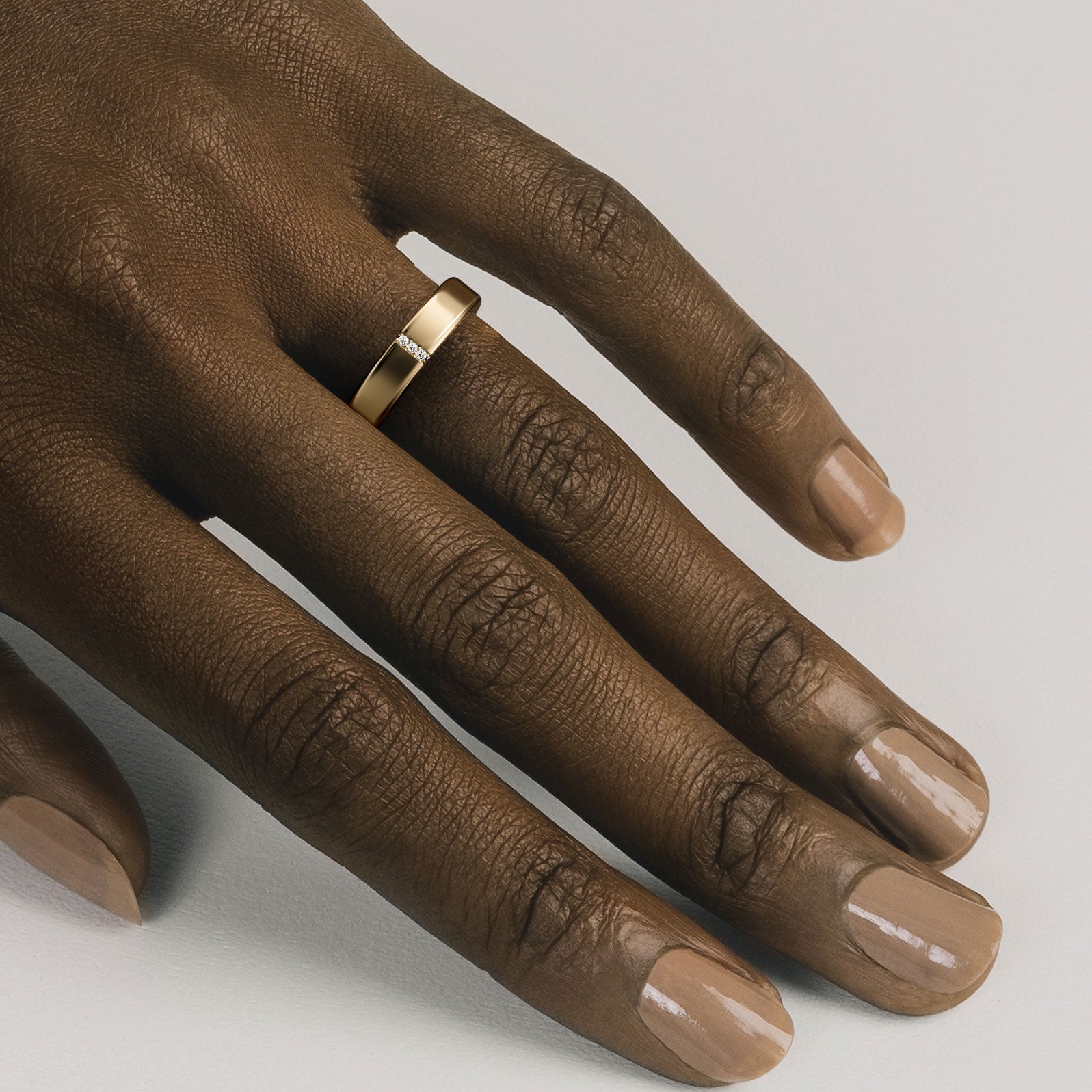 Alternative 5mm thick wedding band for men with small diamonds in solid 14karat yellow, white, rose gold or platinum SHW fine jewelry store NYC