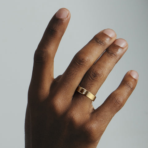 Minimal SH5 Ring wedding engagement bridal band recycled 14ky yellow gold made in NYC by SHW fine Jewelry