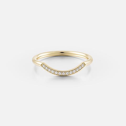 Unique Arba Round Ring with Diamonds conflict free gemstone band recycled 14k yellow gold handmade in NYC by SHW fine Jewelry
