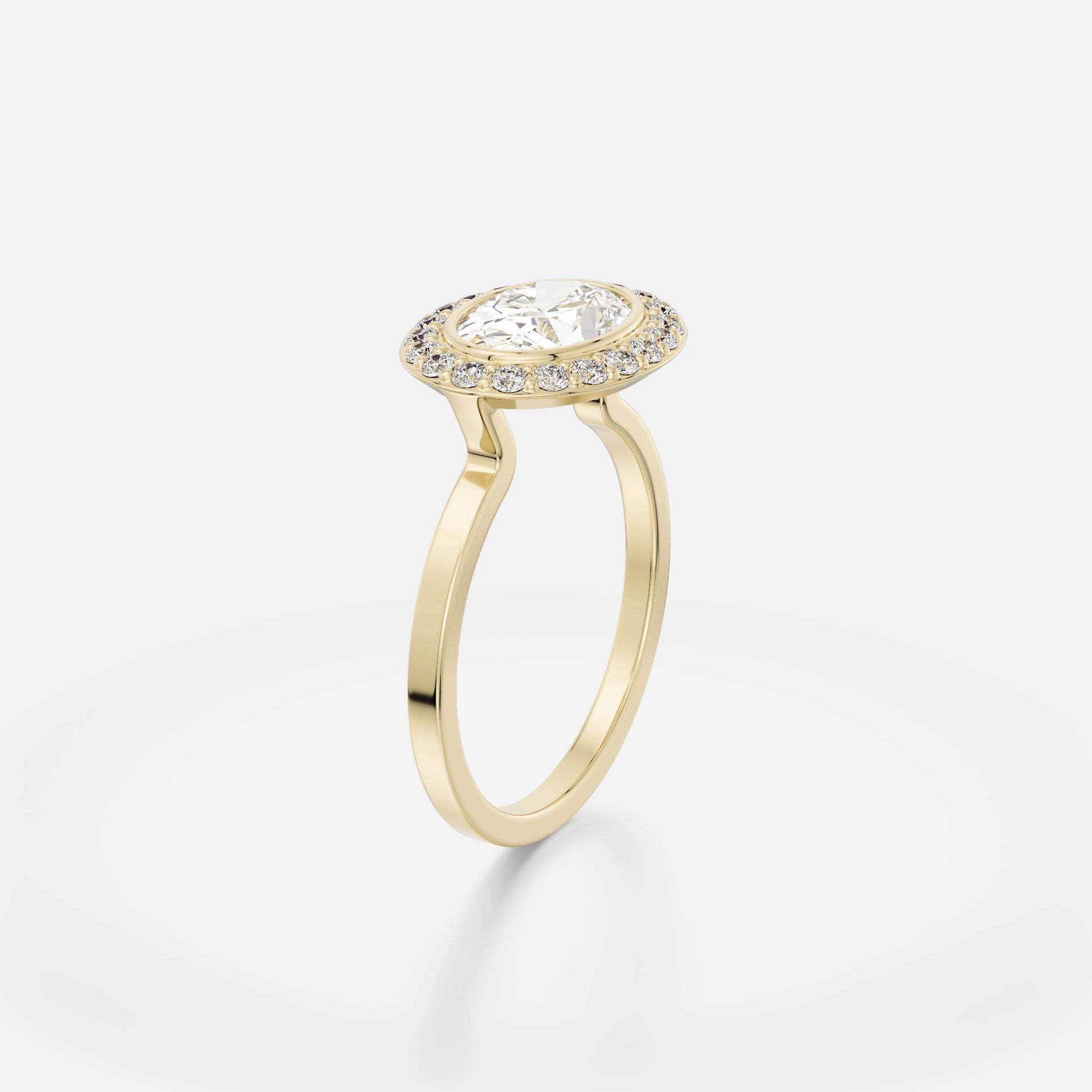 Designer Halo Pave Engagement Ring East West Oval Lab-grown or Mined Diamond in 14k 18k yellow white gold or platinum SHW Fine Jewelry NYC