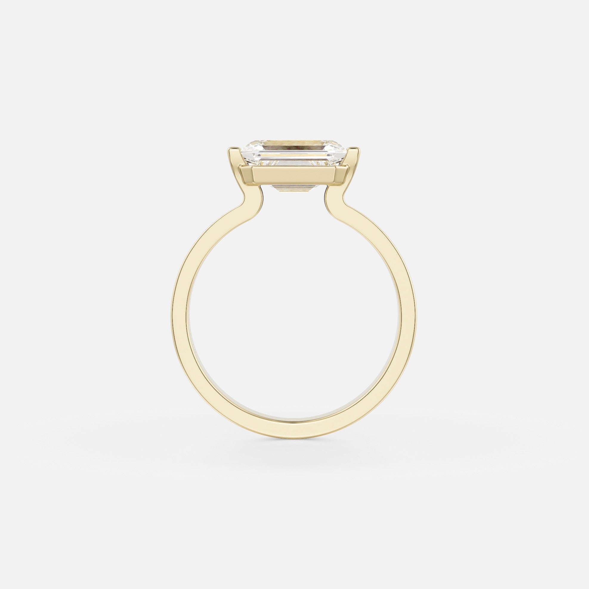 Simple Plain Exposed Bezel Engagement ring setting with East West Emerald in 14 karat 18 karat gold SHW best NYC famous jewelry stores