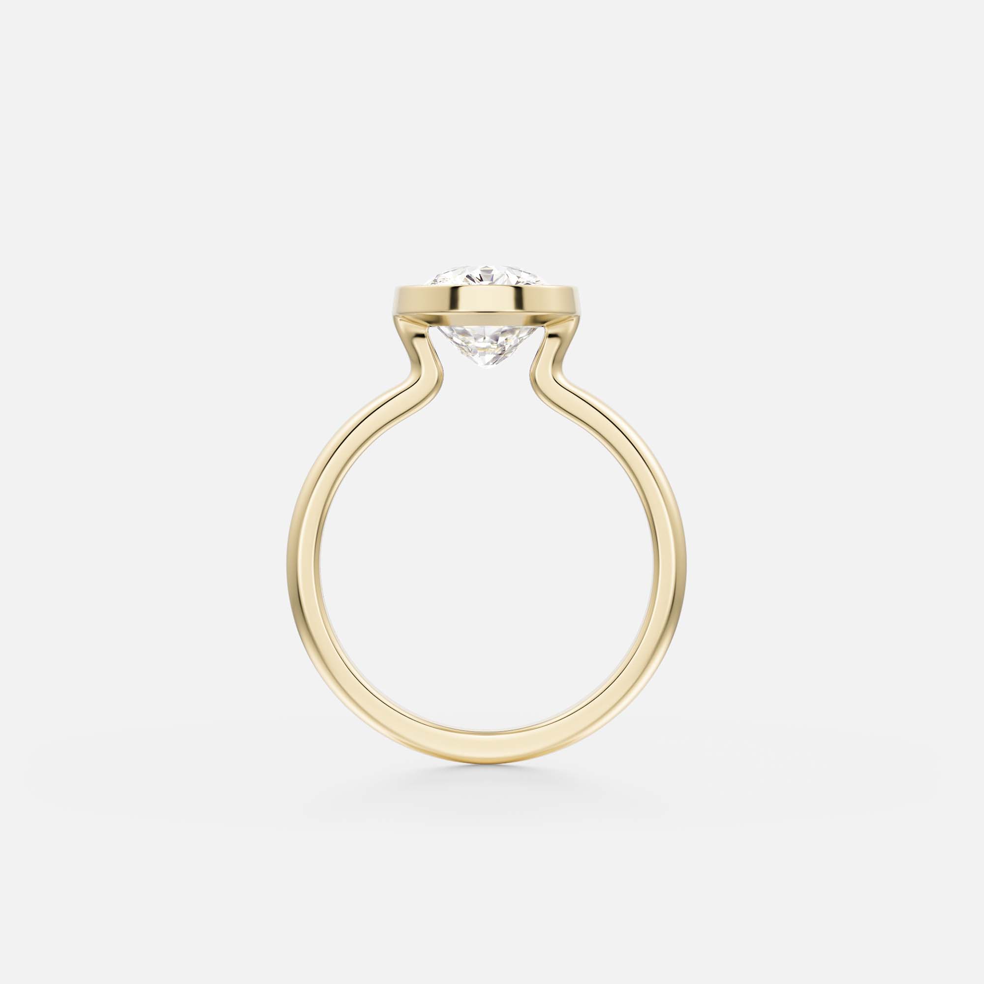 Syd domed band elongated cushion bezel engagement ring side view