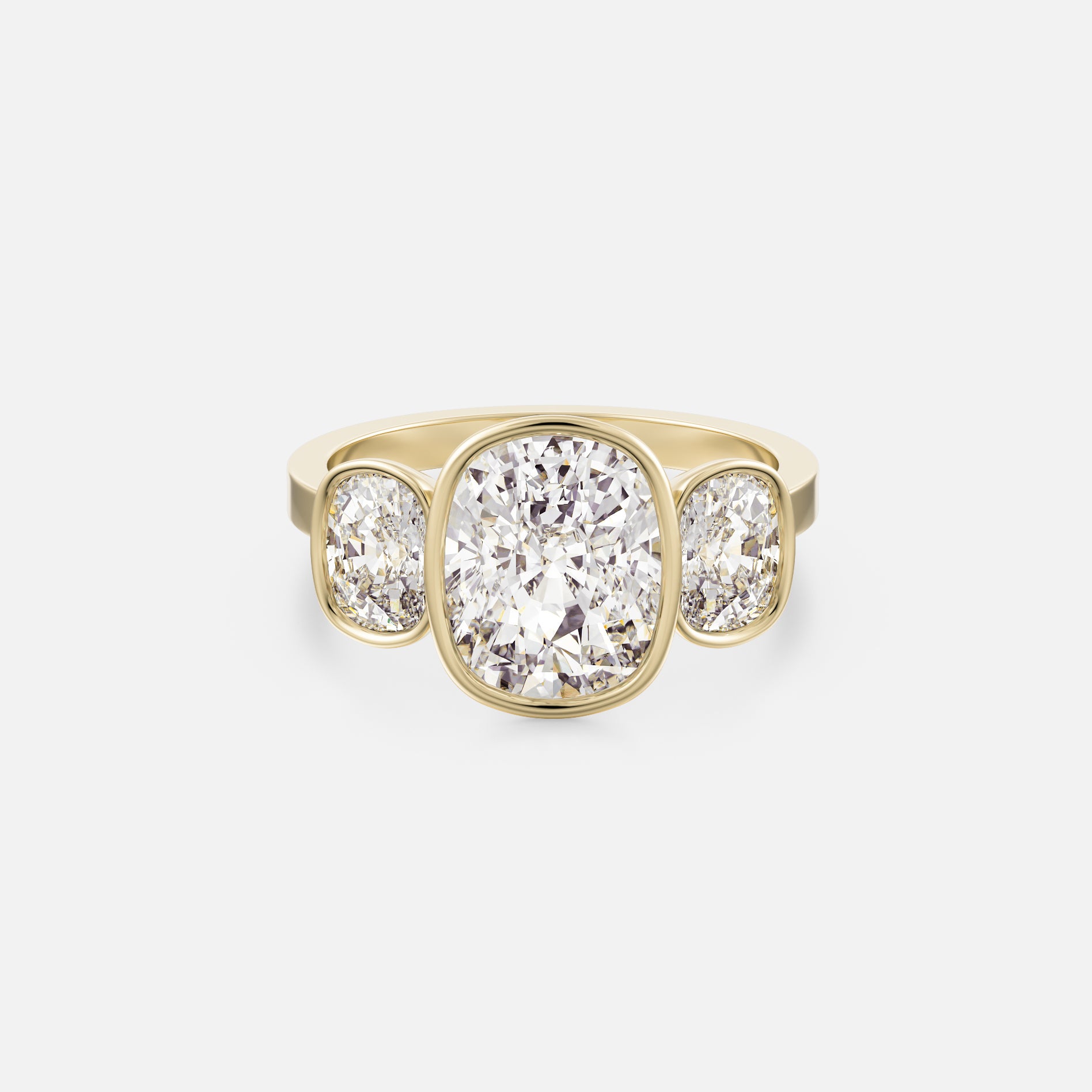 Three stone unusual Engagement Ring Setting with Cushion lab-grown natural Diamond 14k 18k gold or platinum by SHW Fine Jewelry NYC near me