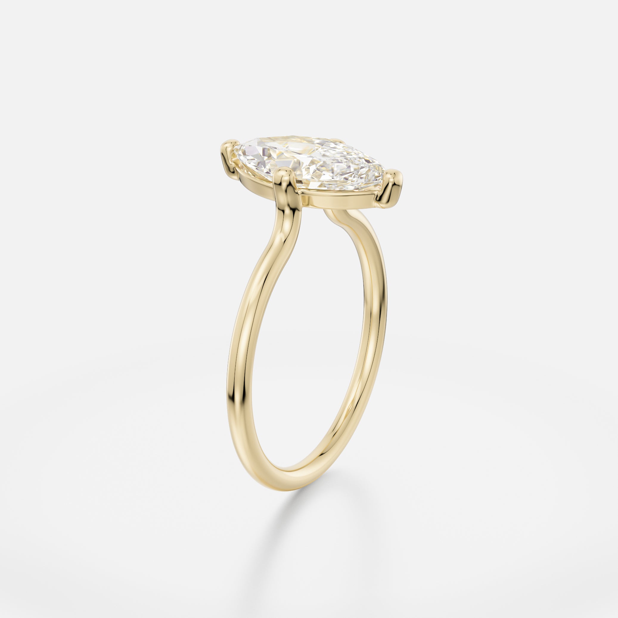Veli Round Band with North South Marquise Minimalist Engagement Ring Setting handcrafted by SHW Fine Jewelry New York City