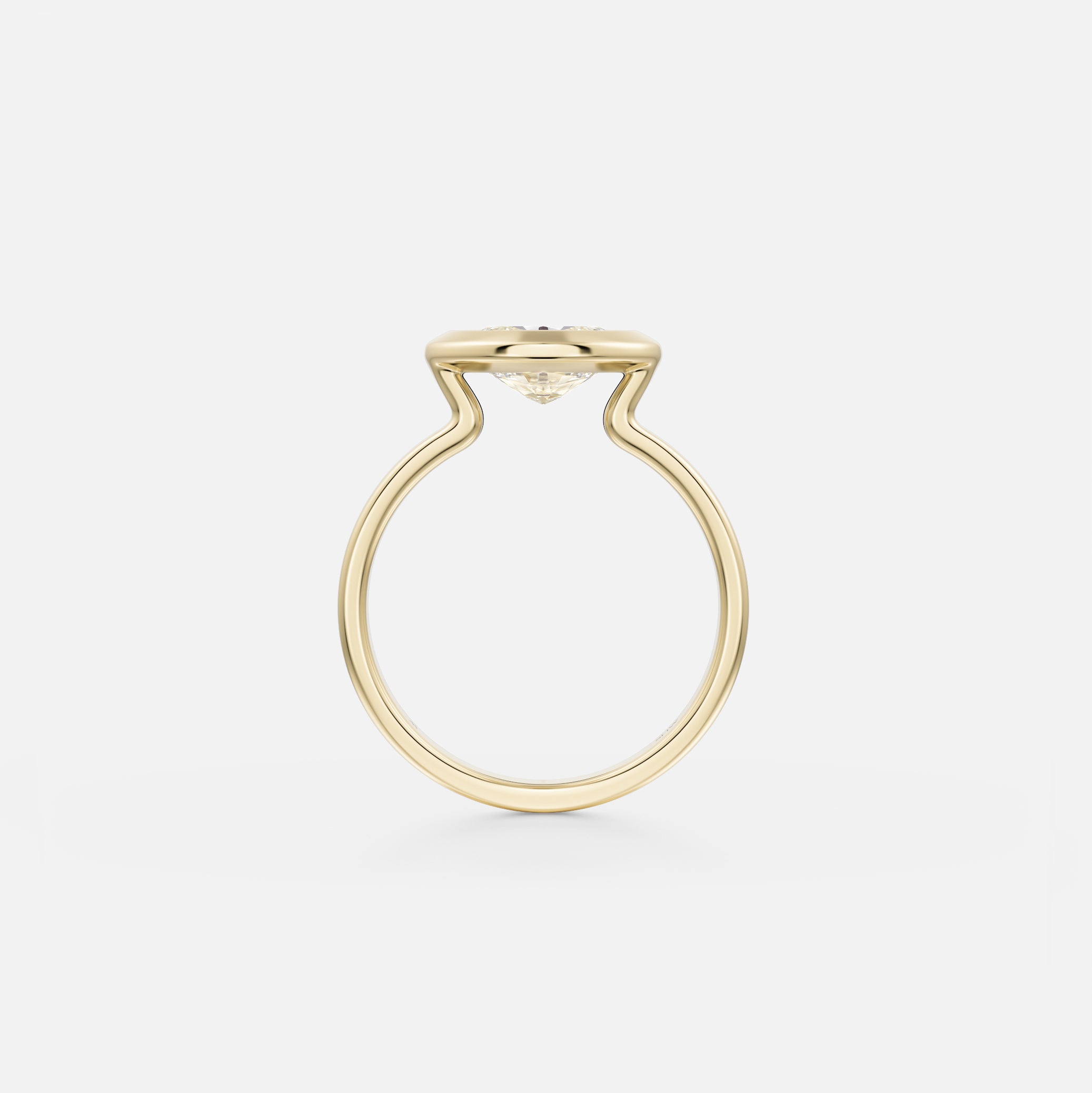 Vilke Flat Band with East West Oval Contemporary Engagement Ring Sculptural Bezel Setting in sustainable recycled 14k Gold or platinum by SHW Fine Jewelry New York City