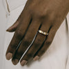 Designer Lisu Ring in 14 karat yellow gold set with princess-cut diamonds made in New York City by SHW fine Jewelry