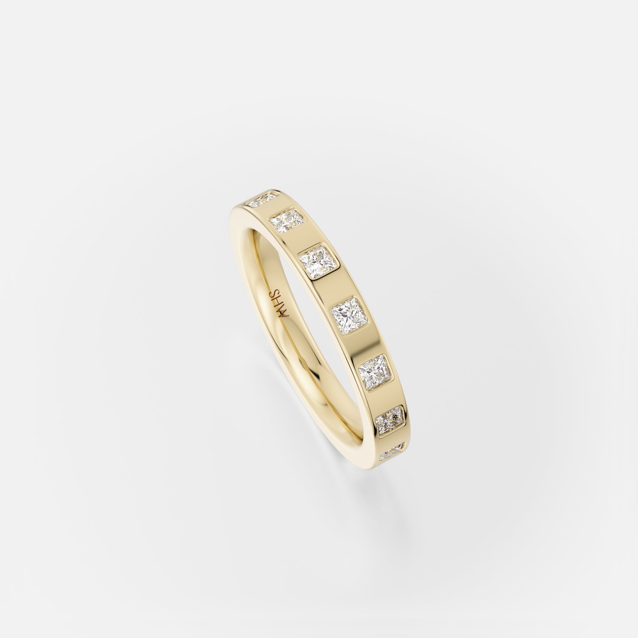 Handmade Lisa Ring with 14 karat yellow gold set with diamonds made in New York City by SHW fine Jewelry