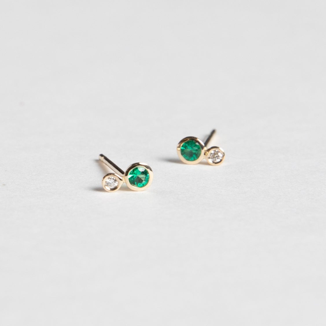 Kiki Minimalist Earrings in 14k Gold set with Emeralds by SHW Fine Jewelry NYC